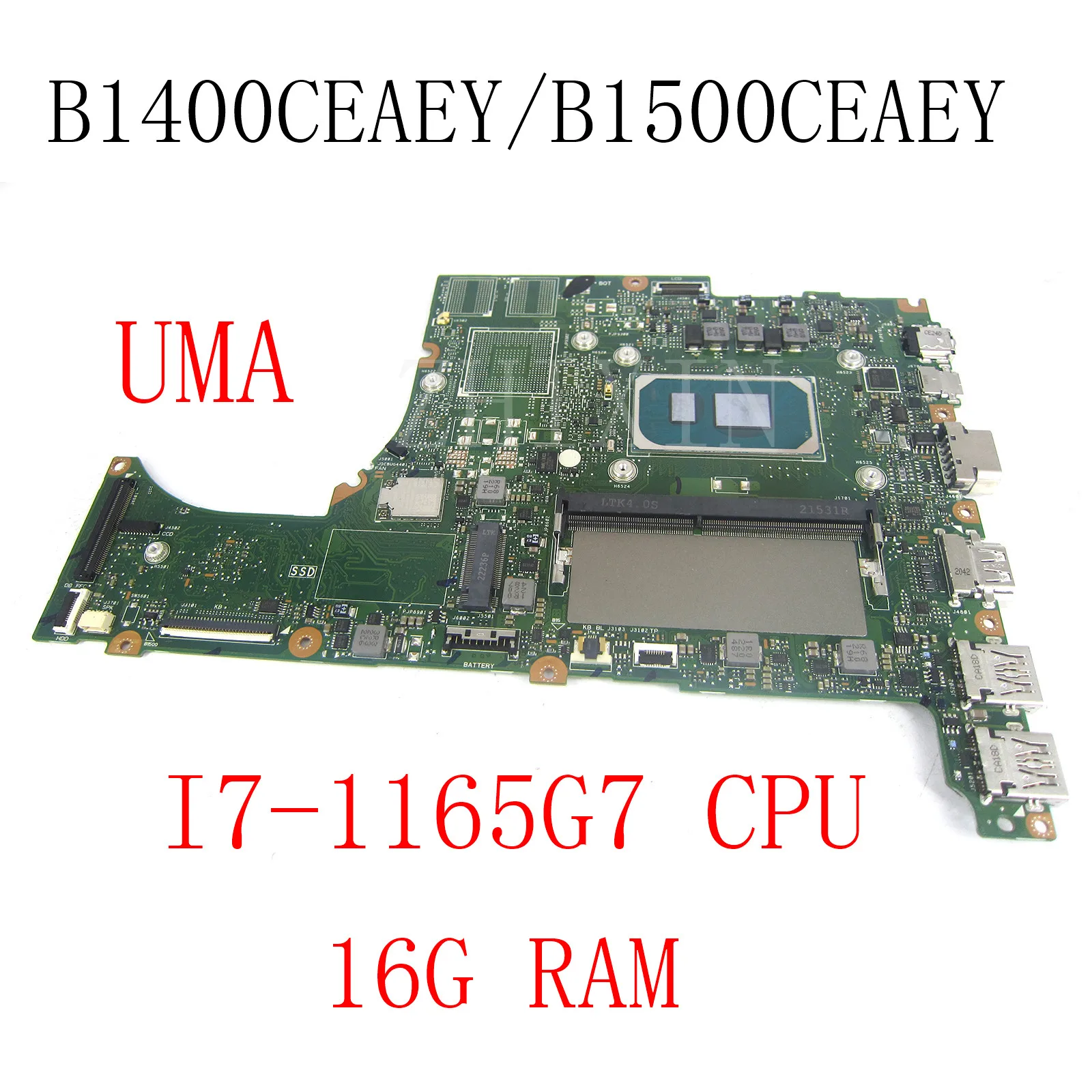 

Материнская плата для ноутбука ASUS ExpertBook B1400CEPE B1400CEPEY B1500CEAEY B1500CEPE I7-1165G7, процессор 16 ГБ ОЗУ RMA R2.0
