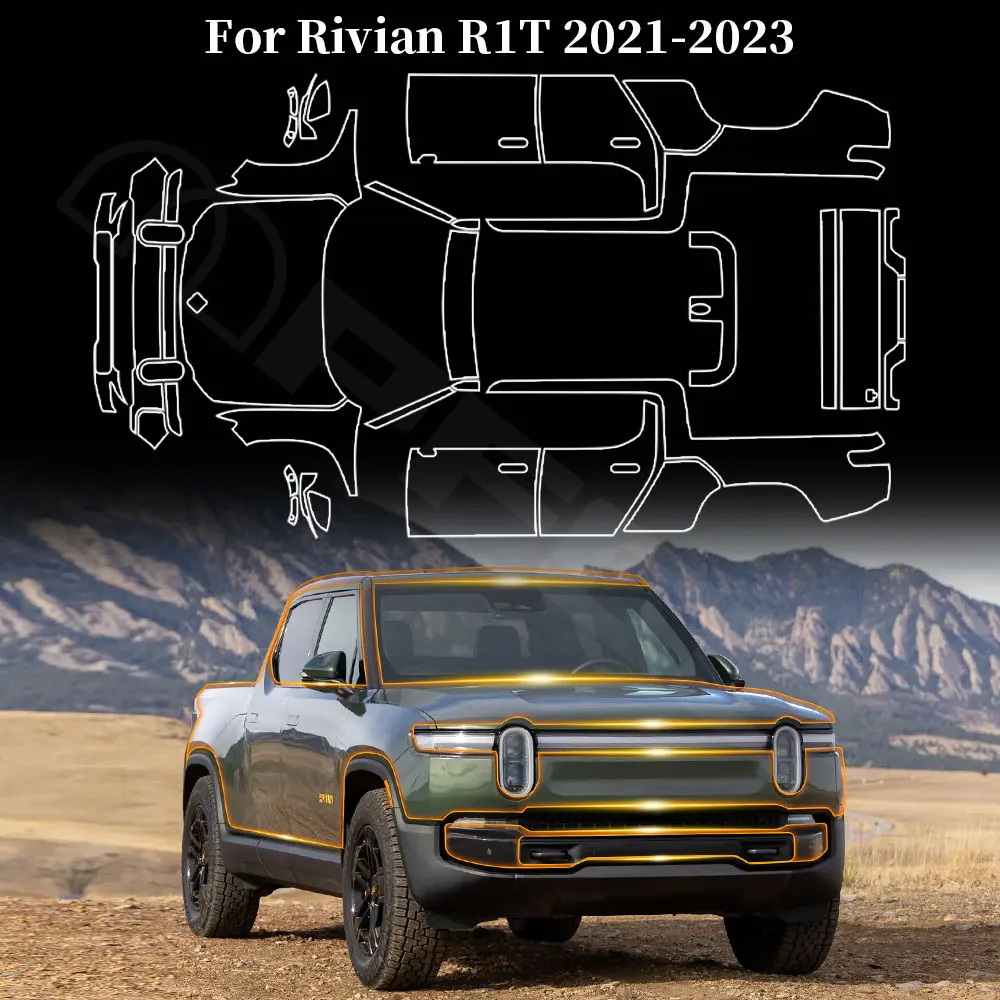 

For Rivian R1T 2021 2022 2023 Pre-Cut Paint Protection Film Car Clear Kit PPF TPU Transparent Body Sticker Accessories Styling