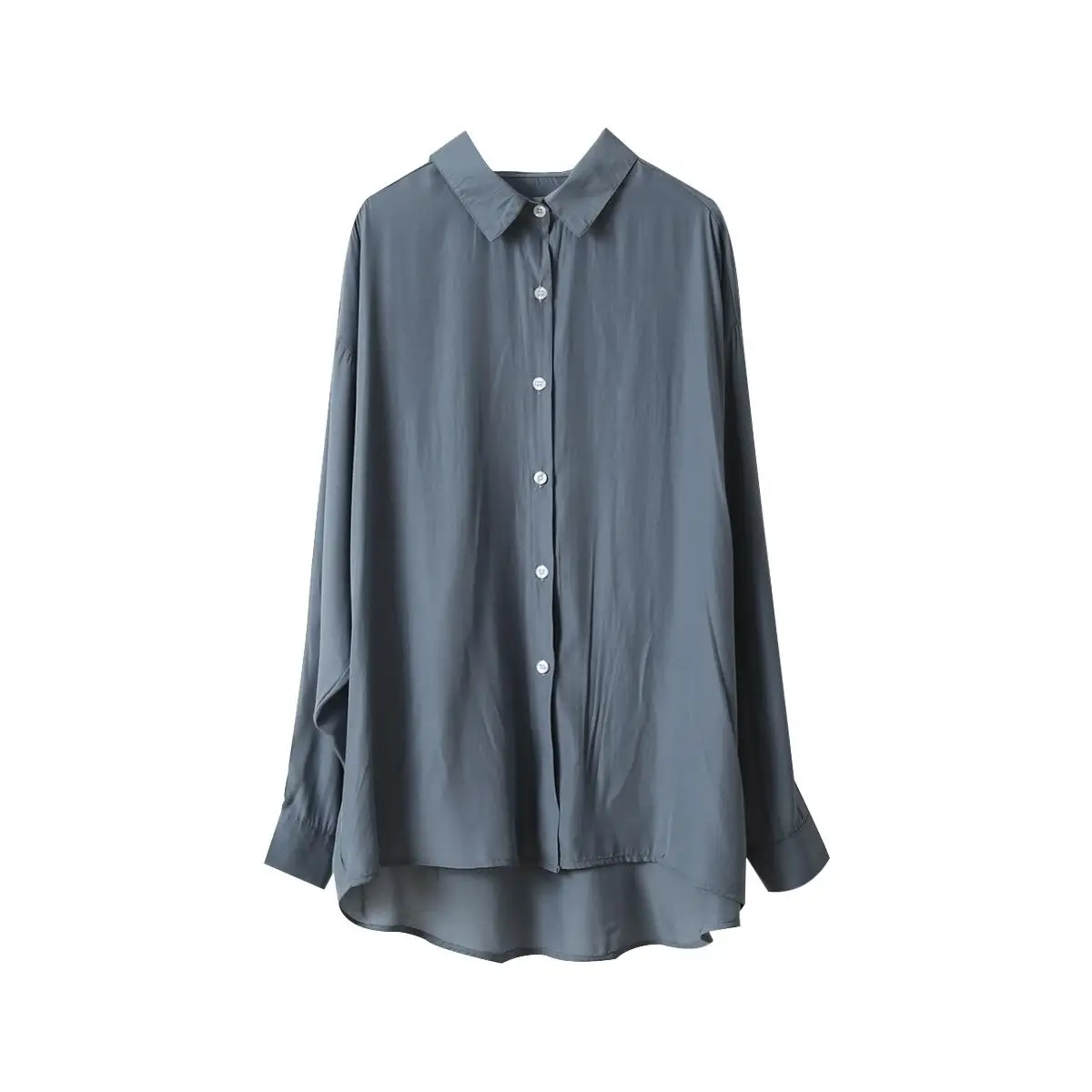 Csa de Proteção Solar Fena de Manga Longa Cardigan Solta em Tecido de Poliéster Espura Regular Cor Pura Fibra de Po...