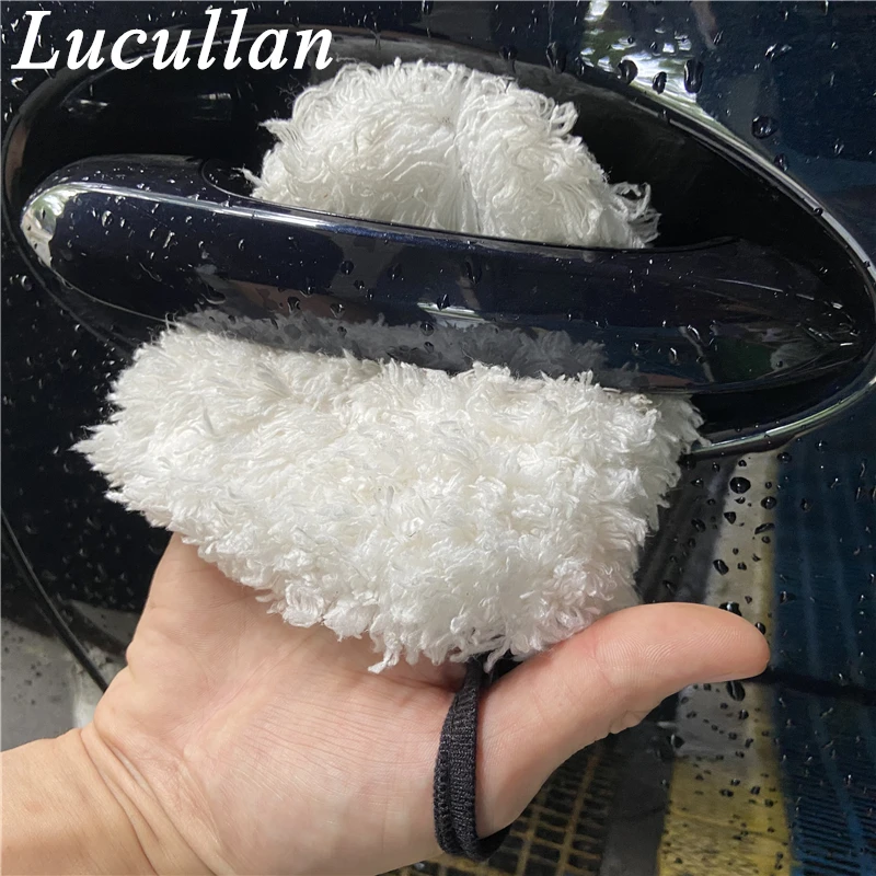 Lucullan Microfiber Dusting Finger Mitt Wheel Doors Grills Multi-Purpose Wash Gloves for Car Detailing