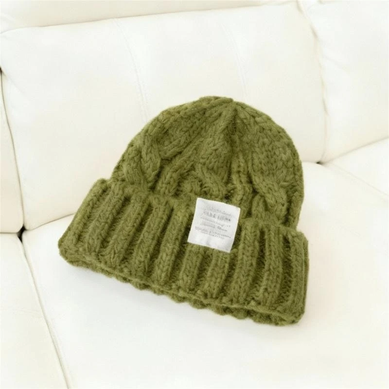 Cotton Linen Blend Knit Hat for Women Cold Weather Protections Loose Fit