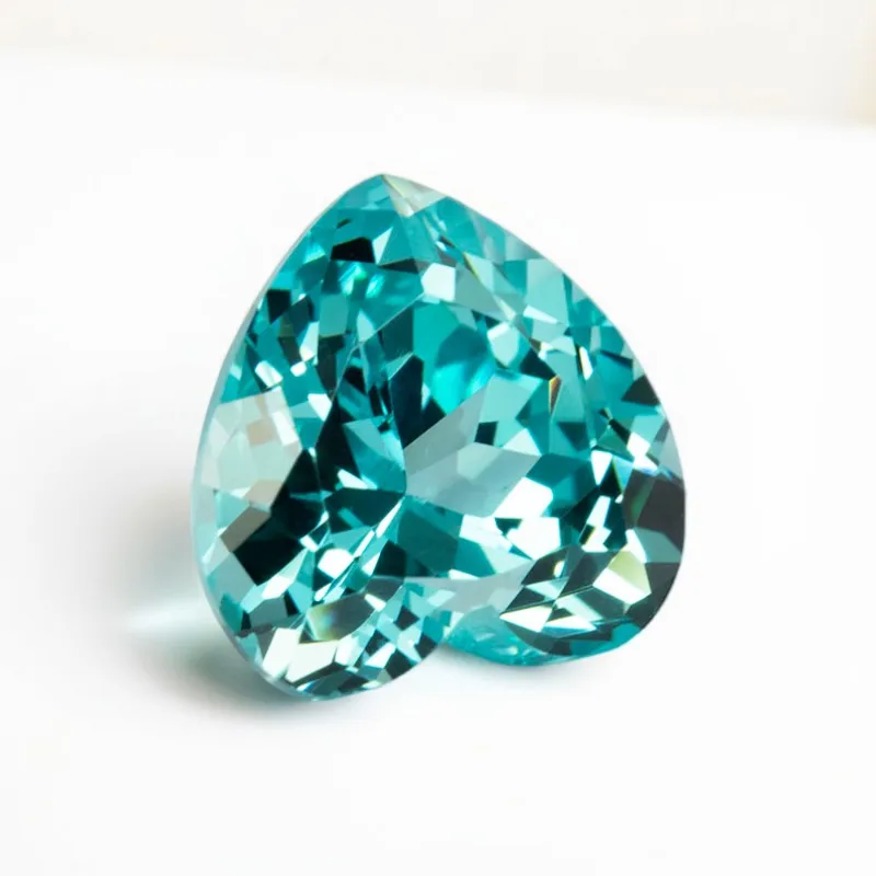 مختبر نمت Paraiba الأحجار الكريمة القلب قطع النيون الأزرق التورمالين الاصطناعية فضفاضة لإعداد المجوهرات وشهادة قابلة للاختيار مخصصة