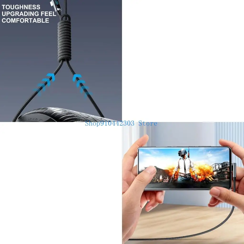 

L4MD Flexible USB C Cable with LED Power Indicates Rapid Charging Bendable Charging Cord for Gaming Consoles & Mobile Devices