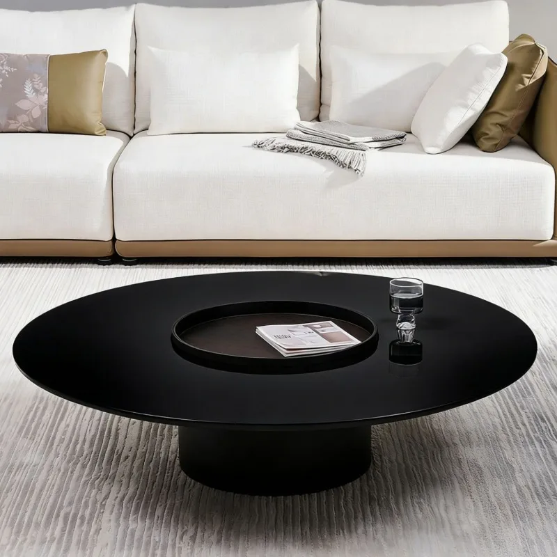 Dark green painted coffee table, modern simple round coffee table