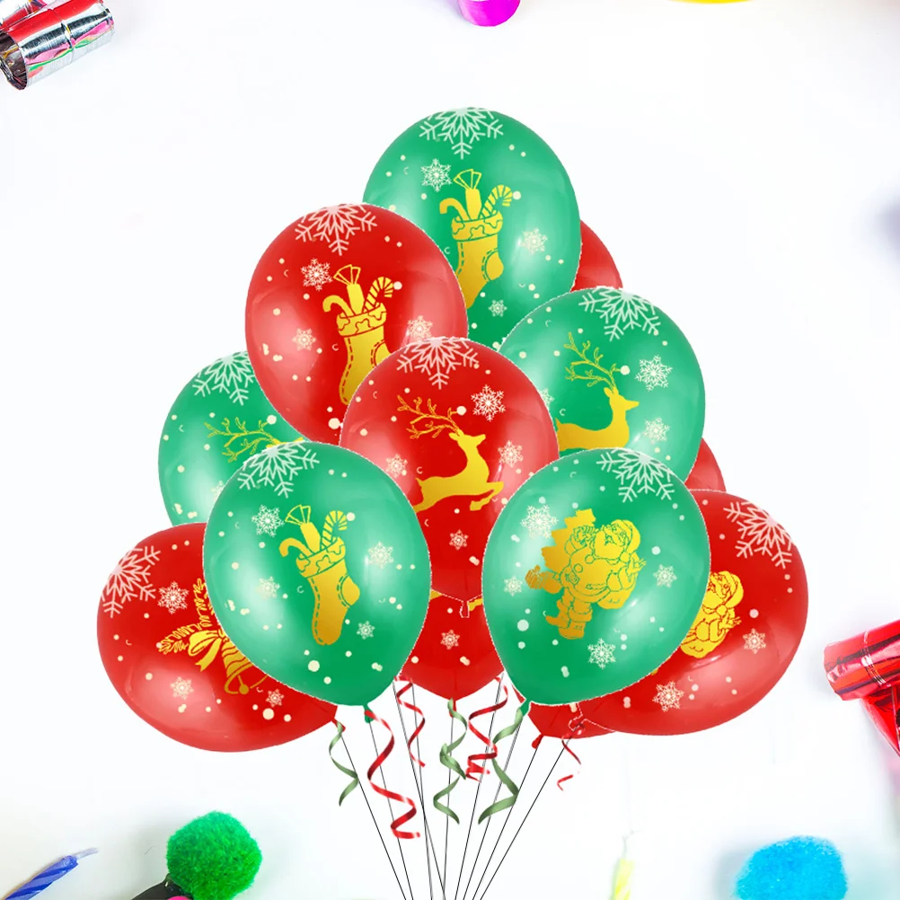 

50Pcs Christmas Balloons Red Green Printed 12Inch Party Decorations Latex Christmas Party Balloons Safe Easy Inflate