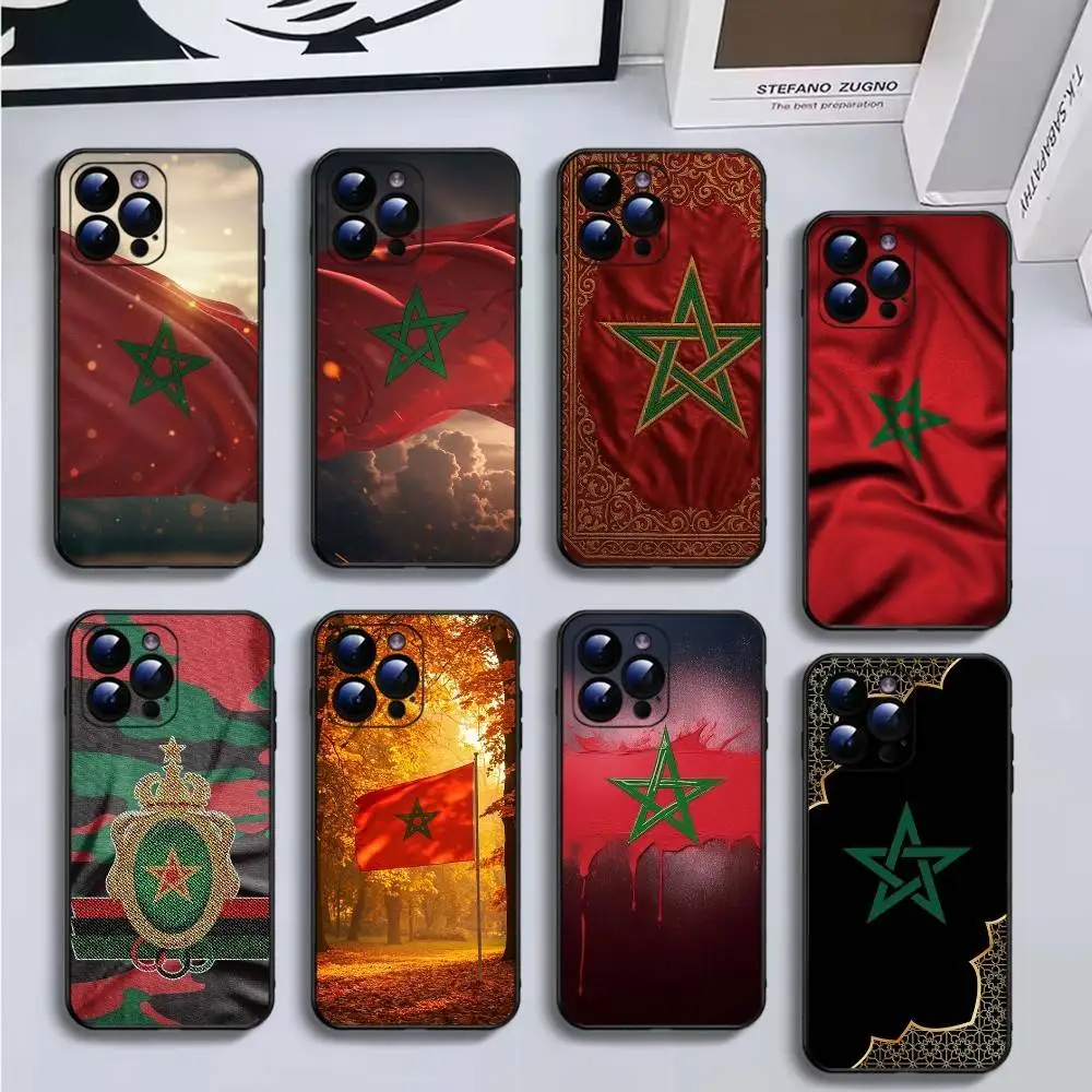 

Morocco Flag Passport Phone Case For iPhone16,15,14,13,12,11 Plus,Pro Max,XS,X,XR,SE,Mini,8,7,Soft Black Cover