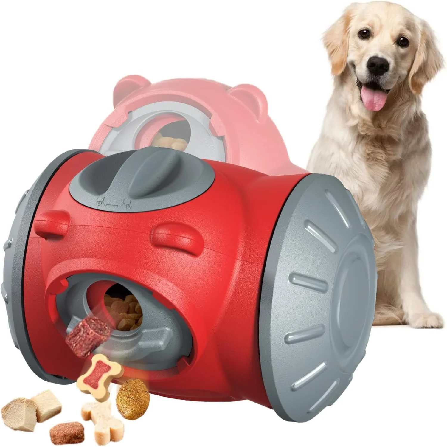 

Indestructible Interactive Dog Toy with Treat Puzzle Ball - Automatic Food Dispenser - Fun Puzzle Toy for Dogs of all sizes