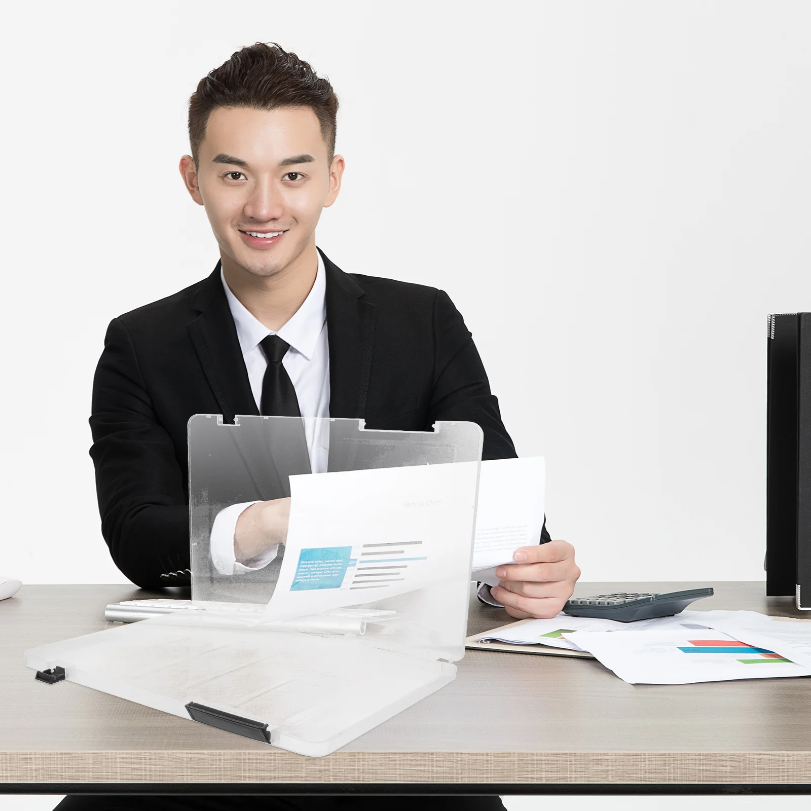 Magazine File Storage Box A4 Thickened Plastic Office Data Classification (black) Scrapbook Paper Holder