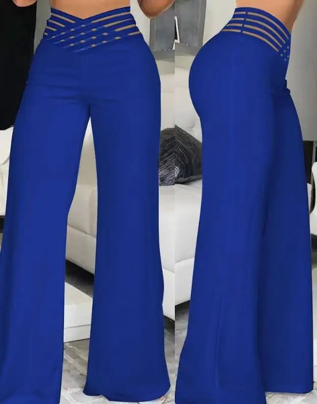 2024 Summer Women Flared Pants High Waist Casual Slimming Wide Leg Pants Elegant Office Solid Long Trousers 2024 Female Clothing