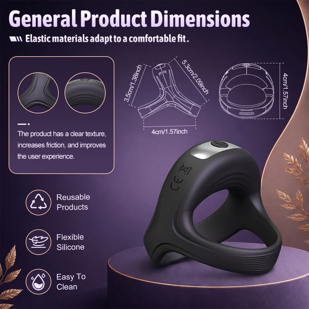 Penis Ring Vibrator for Man Male Cock Ring Chastity Ejaculation Delay Couple Vibrating Rings Penisring Adult Goods for Men - view 4