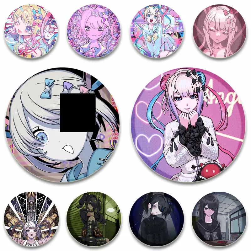 

Pop Game Needy Streamer Overload Button Pins Cartoon KAngel Cosplay Badge Ame-chan Round Brooch Bag Hat Decor Jewelry Toys Gifts