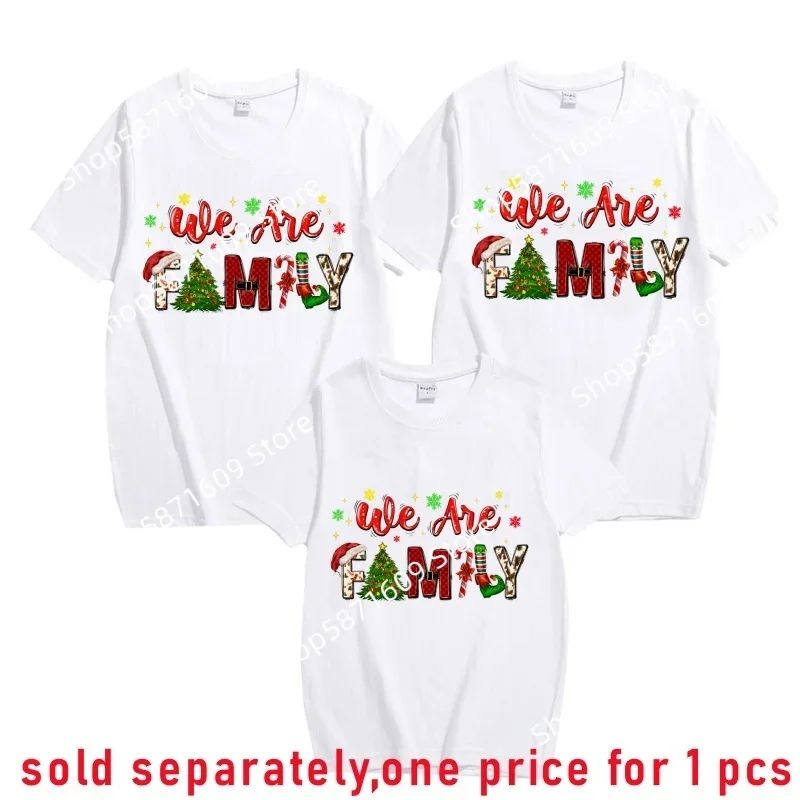 Family Christmas Matching Tshirts Parent Child Holiday Outfit Short Sleeve Top for Father Mother Brother Sisters