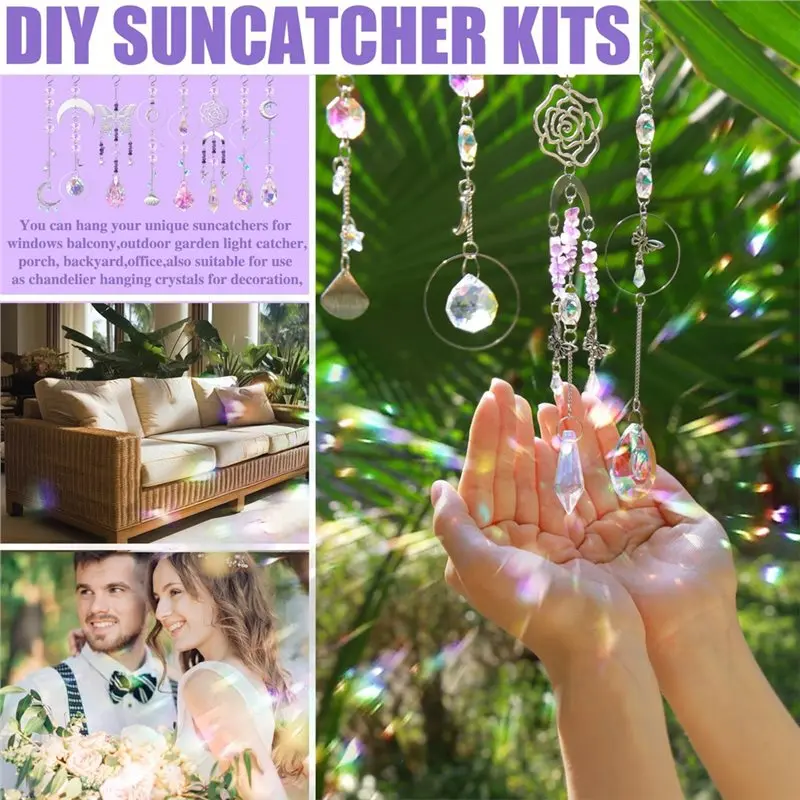 B84B DIY for Butterfly Suncatcher Kit 400pcs Crystal Making Set for Craft Supplies for Adults Window Decor Art