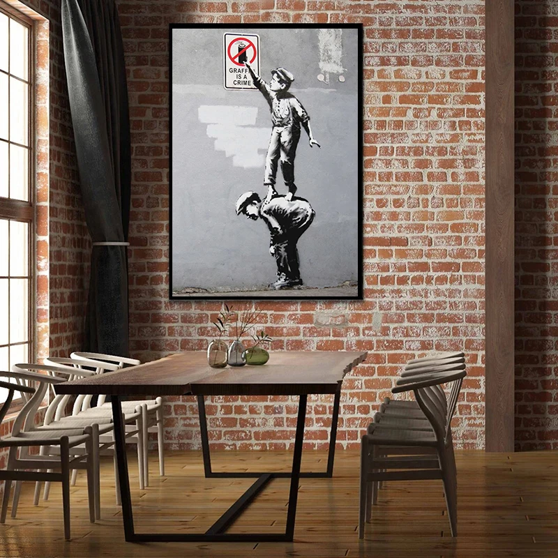 1pc frameless Banksy Graffiti Art Canvas Painting Street Art Posters and Prints Abstract Wall Art Pictures for Modern Living Roo