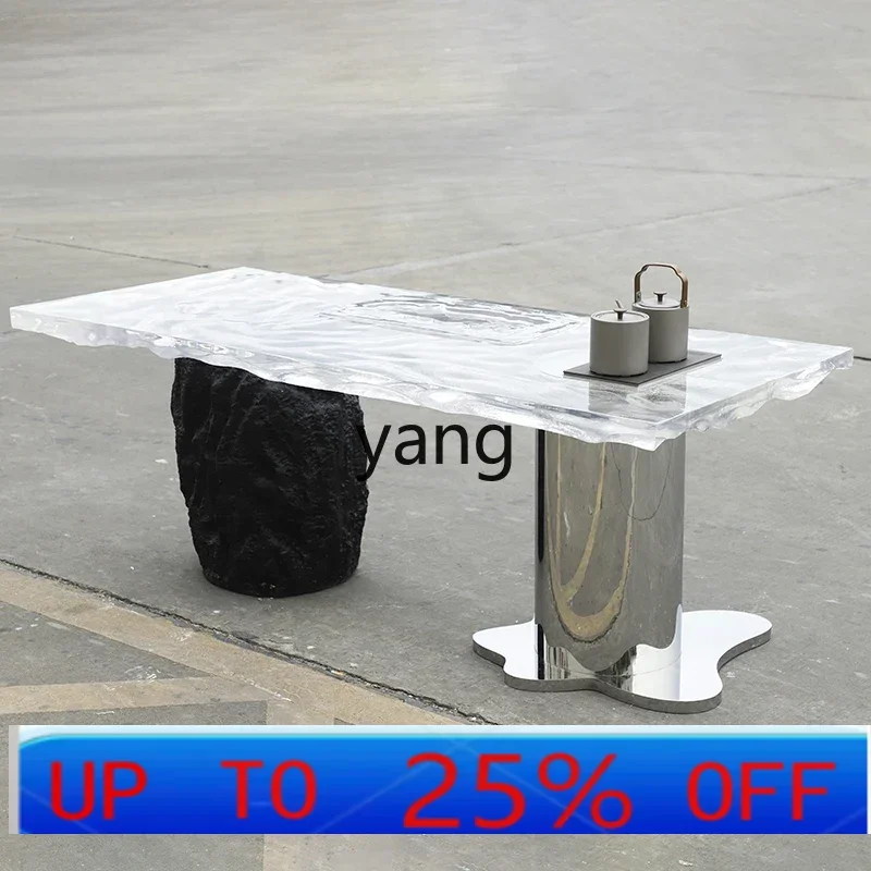 LH Transparent Irregular Water Corrugated Desktop Coffee Table Epoxy Iceberg Tea Table