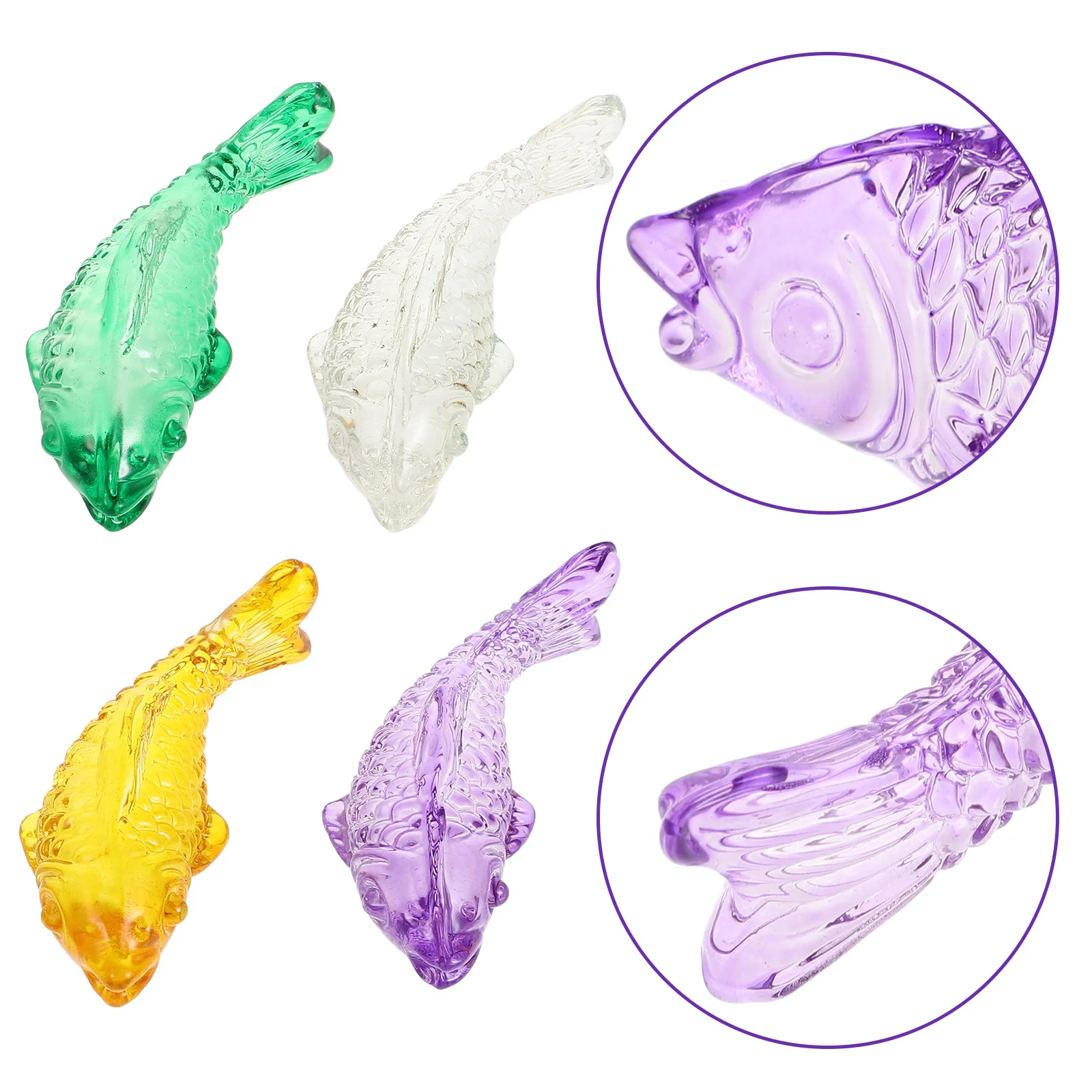 

4Pcs Glass Fish Home Decor Small Colored Sculpture Delicate Fish Ornament Kids Party Favor Aquarium Decoration