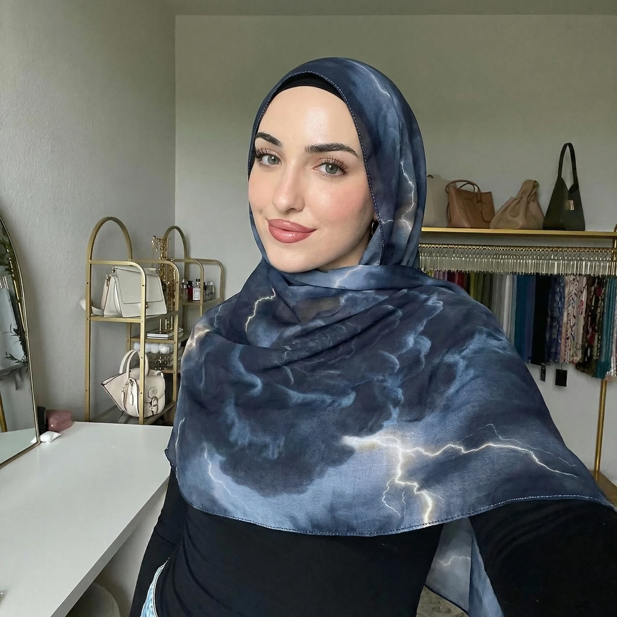

2026 Women's Watercolor Hijab Scarf Bandana Headband Vintage Luxury Beach 180cm Long Handkerchief Bohemia Muslim Accessories