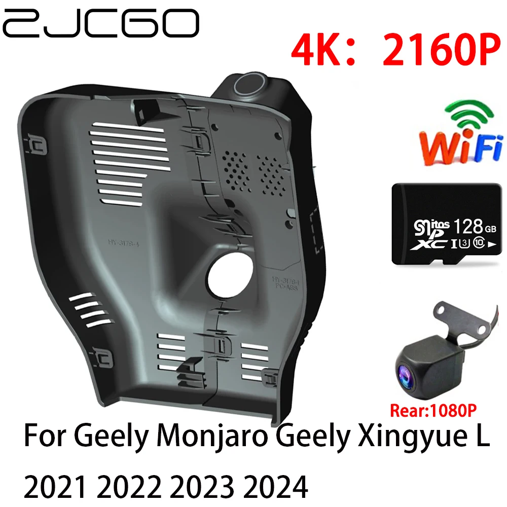 ZJCGO 4K Car DVR Dash Cam Wifi Front Rear Camera 2 Lens 24h Monitor for Geely Monjaro Geely Xingyue L 2021 2022 2023 2024