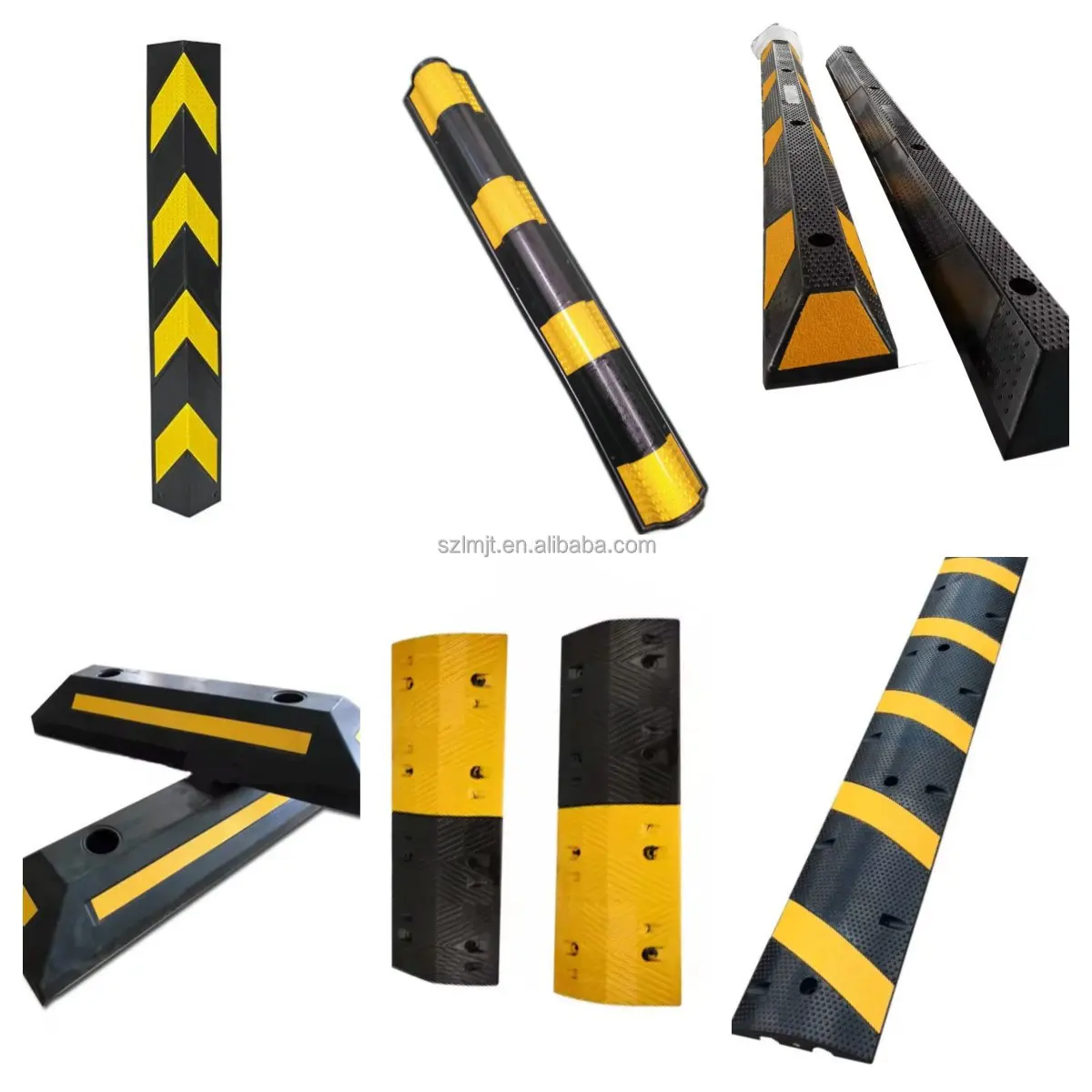 High Quality Removable Roadway Speed Hump 1830*300*50mm Yellow and Black Road Block Rubber Speed Bump