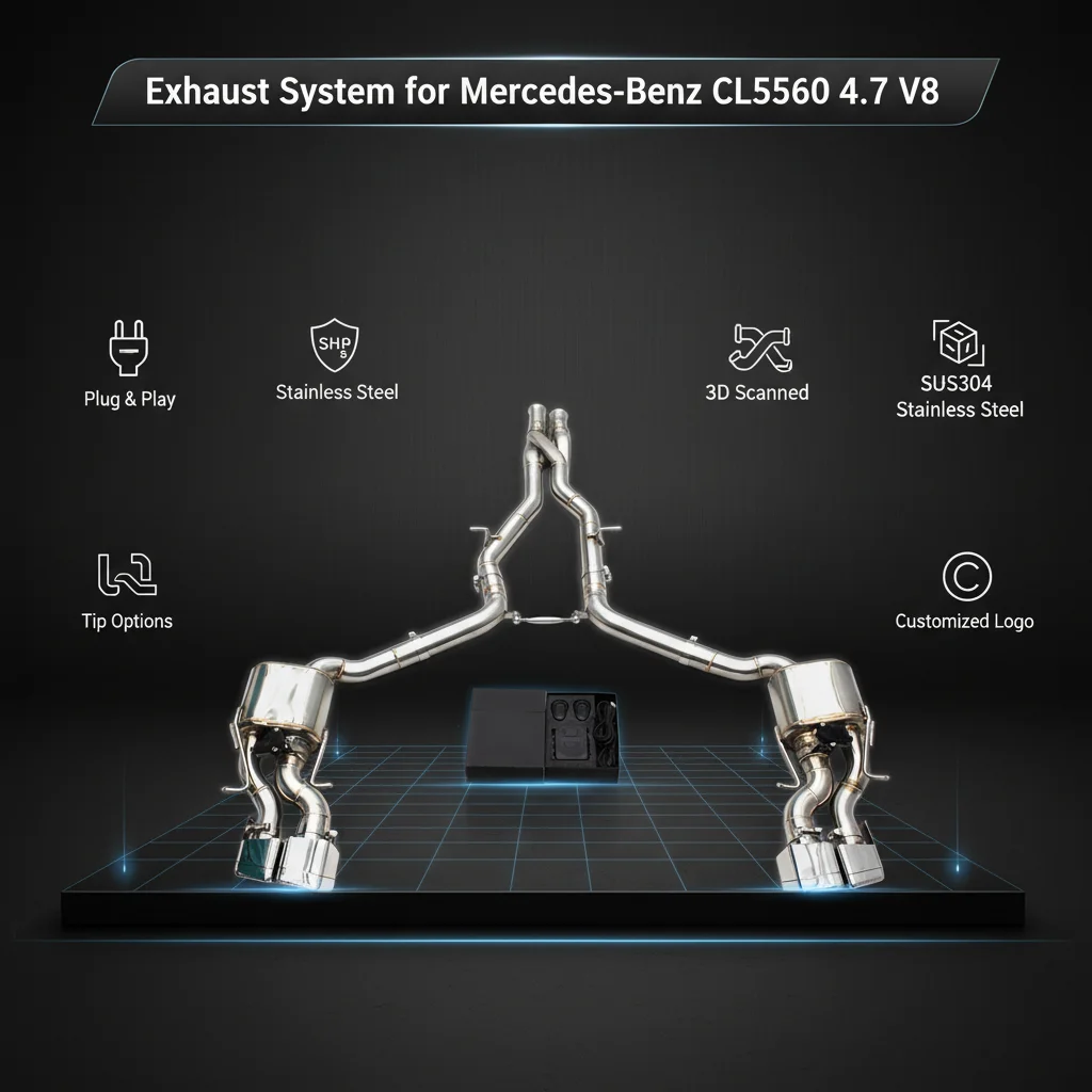 Custom Z-pipe Enhanced Sound Boska Exhaust For Mercedes-Benz CLS550 4.7 V8 2010-2016 SUS304 Catback Muffler With Control