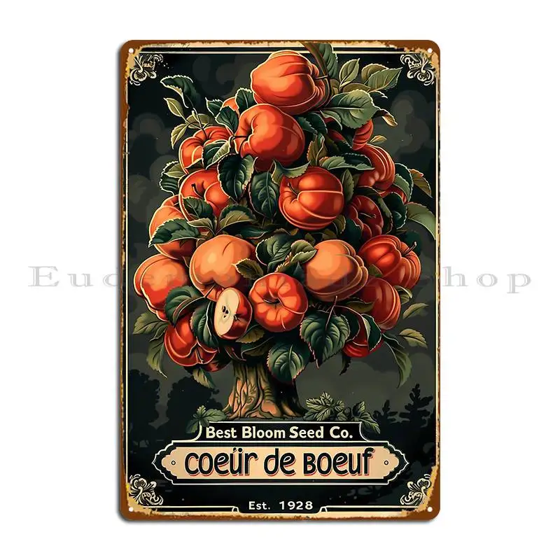 Coeur De Boeuf Apple Seed Packet Heirloom Package Design Metal Sign Classic Garage Custom Garage Rusty Tin Sign Poster