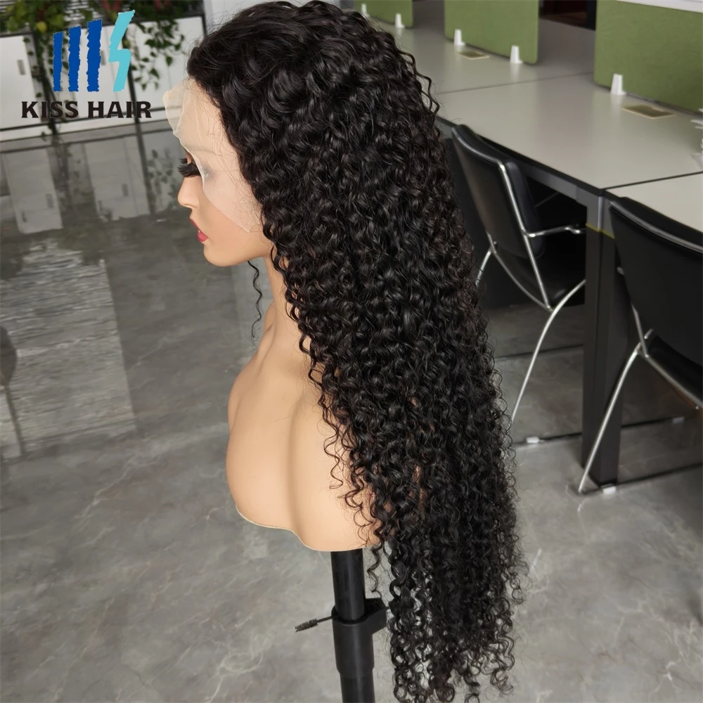 300% Jerry Curly 13*4 Lace Frontal Wigs Glueless Human Hair Wigs Easy Wear Full Head Thick Indian Human Hair Extensions KissHair