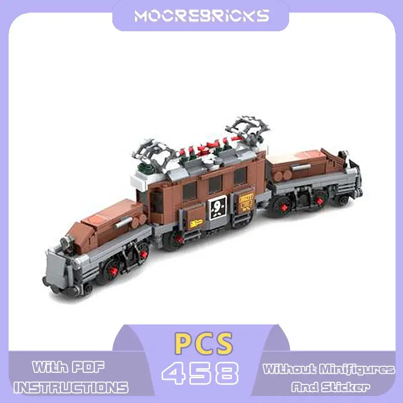 MOC Vintage Swiss Style Crocodile Locomotive Train Model DIY Building Blocks Set Articulated Electric Rail Bricks Toys Gifts