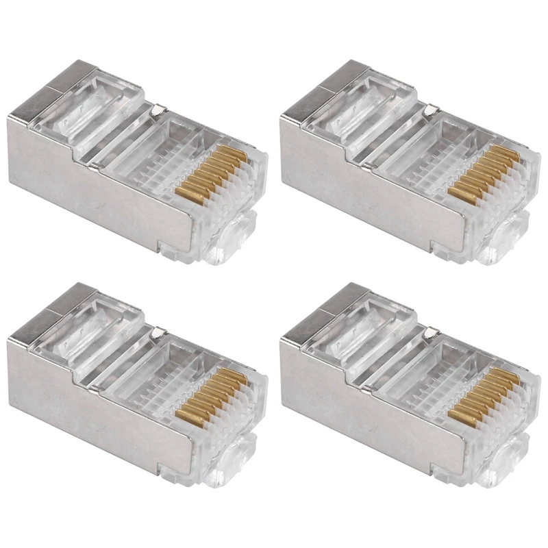 ขั้วต่อ RJ45หุ้มฉนวน CAT5E ขั้วต่ออีเธอร์เน็ตแบบ CAT6จีบปลั๊กหัวคริสตัลโมดูลาร์8P8C