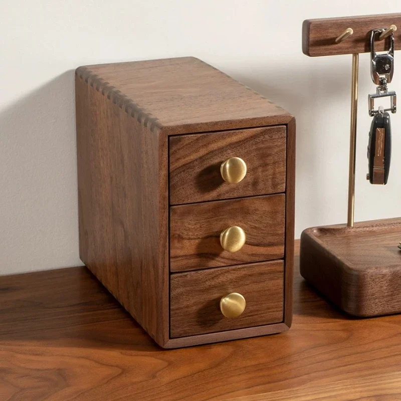 Wooden Entryway Desktop Storage Box Multi Drawer Organizer Jewelry Small Item Storage Cabinet for Office Desk Home Use