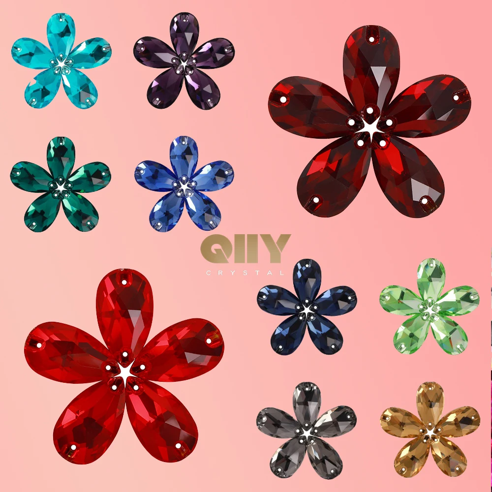 

QIIY Water Drop Boutique Series AAAAA Glass Sew On Rhinestones Flatback Crystal Stones For Garment Bags DIY Accessories