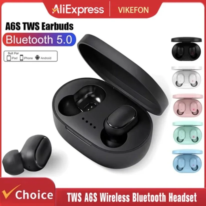 A6s TWS Bluetooth-Ohrhörer Kabelloses Bluetooth-Headset Geräuschunterdrückende Kopfhörer mit Mikrofon A6S Kopfhörer