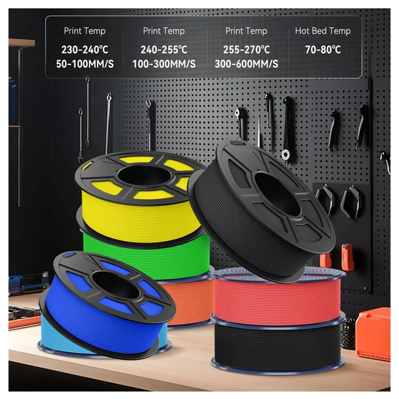 JAYO High Speed ​ ​ Matowy PETG Wiele kolorów Mieszane 10 rolek Nietoksyczny, bez pęcherzyków powietrza Gładki odpowiedni filament 175 mm do druku 3D — zdjęcie produktu 4
