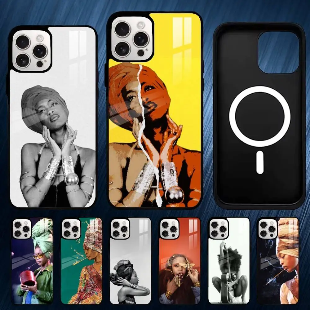

E-Erykah Badu S-Singer Phone Case For iPhone17,16,15,14,13,12,11,Plus,Pro,Max For Magsafe Wireless Charging case