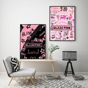 طباعة ملصق مجموعة الفتاة الشهيرة على الورق ، ديكور لوحة فن القهوة Kpop-Blackpink ، يصلح للمنزل ، غرفة المعيشة ، غرفة النوم ، البار ، المطعم أعلى 6 مبيعا مطرقة سوداء وردية - No5