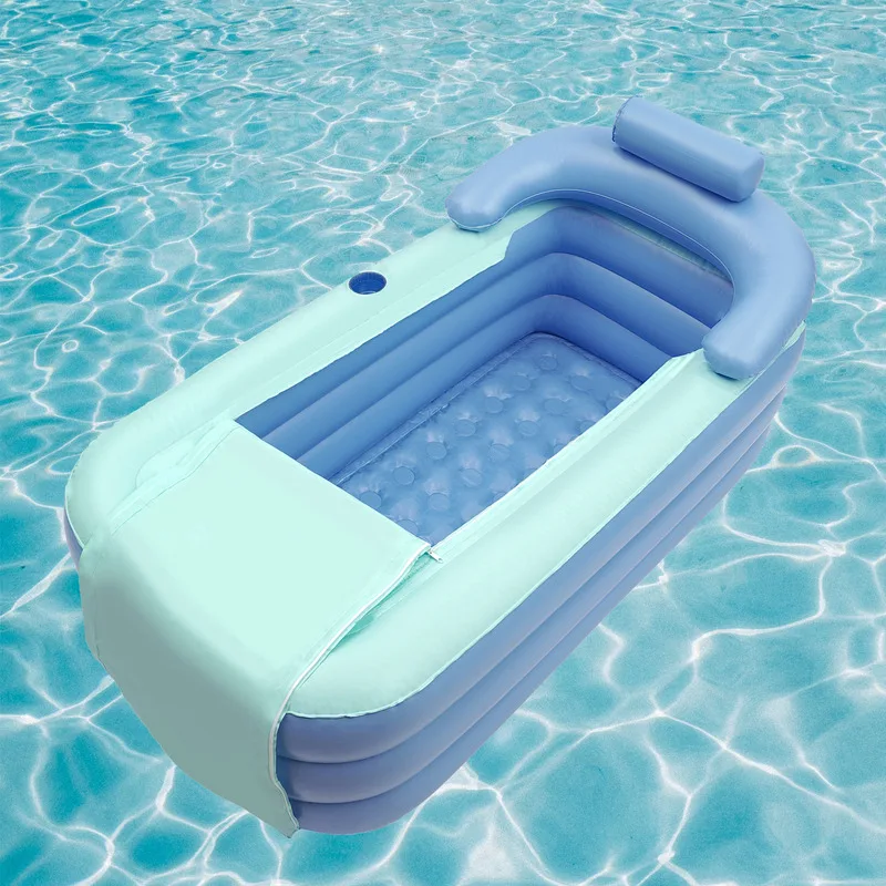 Inflatable Hot Tub PVC Portable Bathtub Soak SPA Warm Sauna Shower Adults Blue Folding Massager Bathtub