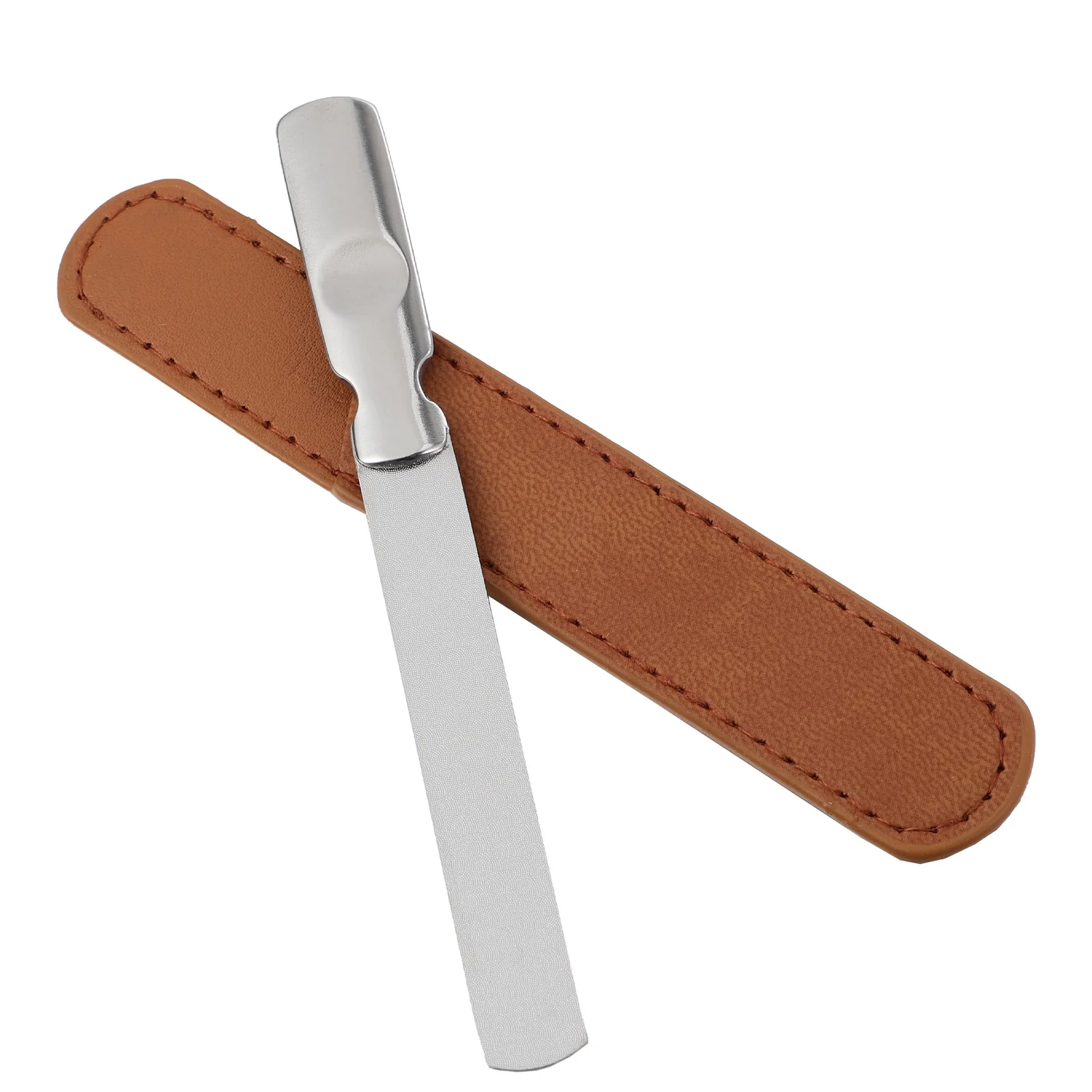 Lima de uñas de acero inoxidable, herramienta de manicura de Metal para uñas de los pies con estuche, herramientas de cuidado de uñas, 2 uds.