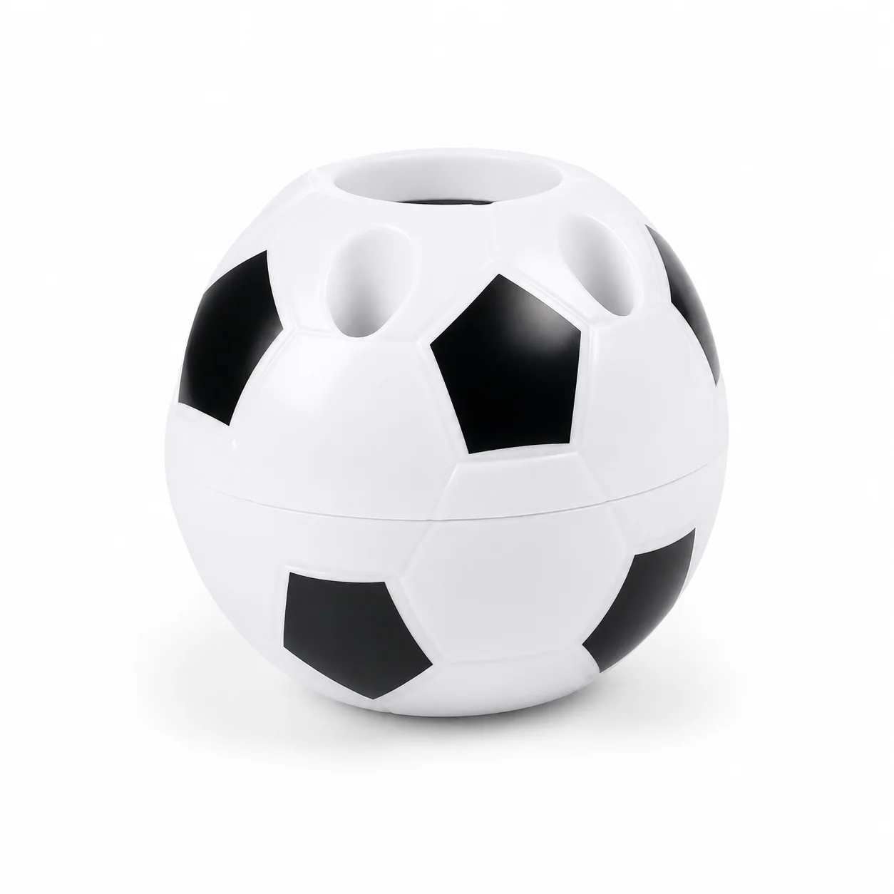 Soccer Ball Pen Holder with Multiple Compartments, Football Pencil Organizer for Kids Study Desk Office and Sports Themed Room D