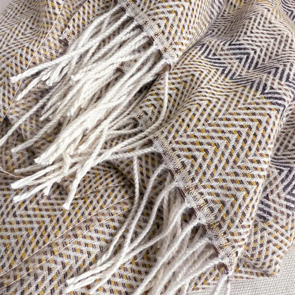 

Women Scarf Striped Print Long Scarf Shawl with Tassel Trim Versatile Design Comfortable Shawl Wrap Fashion Accessories 2025 New