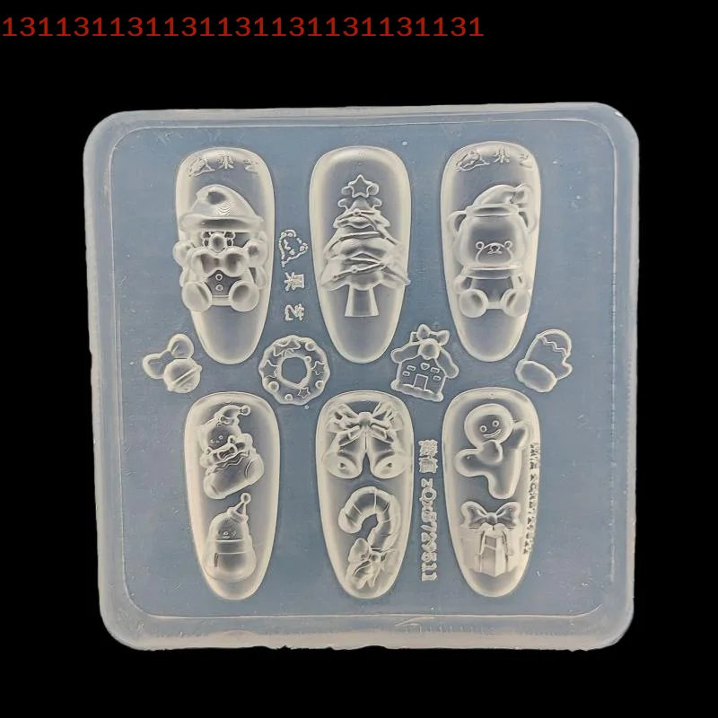 سانتا كلوز الدب ندفة الثلج تصميم DIY مانيكير الديكور شفافة الإبداعية احتفالية NailChristmas 3D مسمار الفن قوالب السيليكون #6