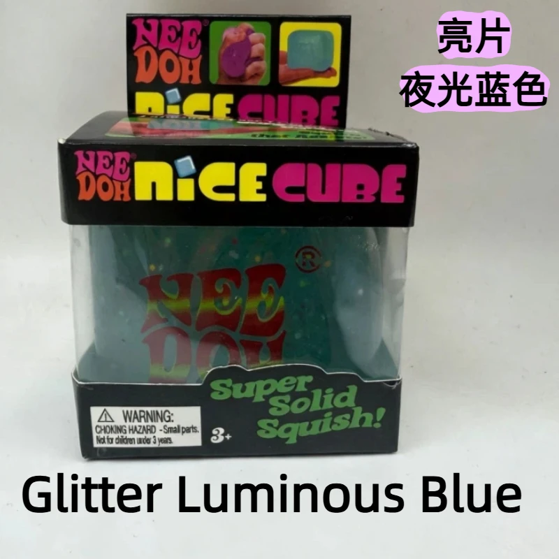 Neuer Schylling Needoh Nice Cube Squishy Stressball, leuchtet im Dunkeln, langsam zurückfedernd, sensorischer Glitzer, Druckentlastung für Erwachsene, Geschenk