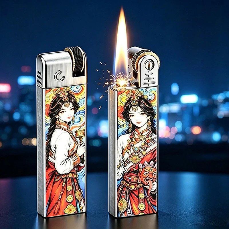 New Kerosine Lighter, Narrow Version Slim Long Strip New Creative National Fashion Personalized High-end Men's Cigarette Lighter