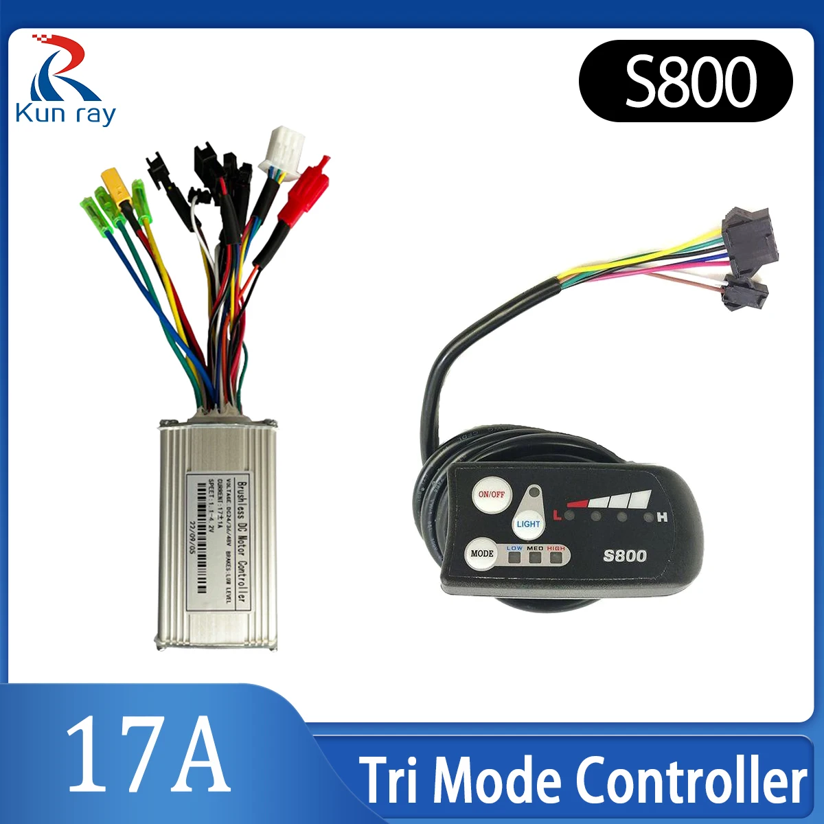 

Синусоидальный контроллер электрического велосипеда 17А, 250 Вт/350 Вт, двигатель Холла/безсенсорный BLDC со светодиодным дисплеем S800, комплект деталей для велосипеда, световой провод
