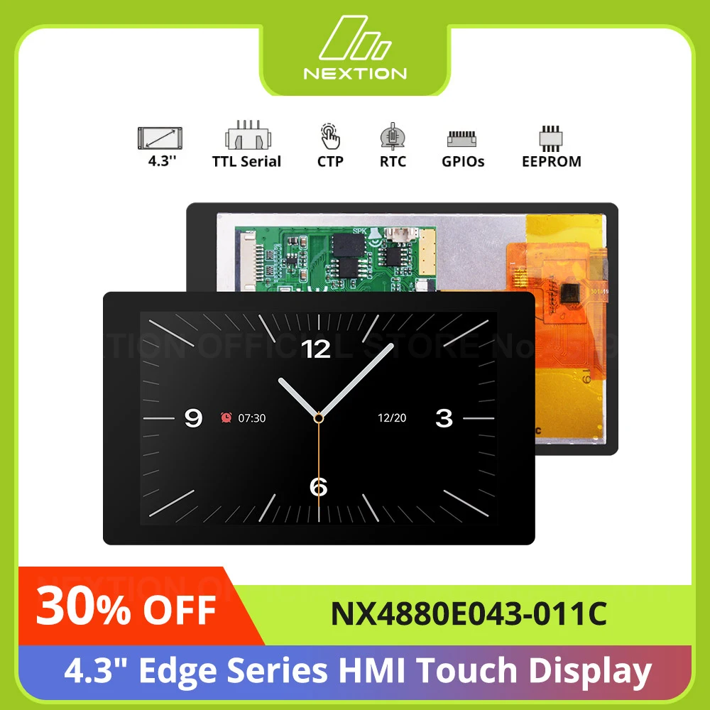 

NEXTION NX4880E043-011C 4,3-дюймовый сенсорный дисплей HMI серии Edge, ЖК-TFT, емкостный экран, модуль панели, встроенный RTC без корпуса
