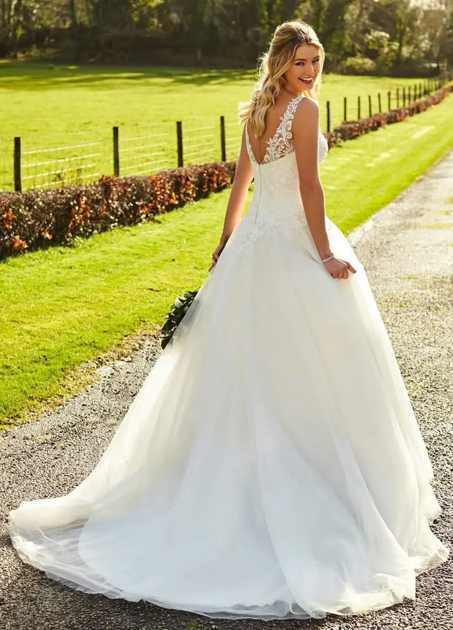 Boho dentelle robes de mariée pour mariée 2025 Tulle à manches longues robe de mariée robes de bal Satin sirène robe de mariée