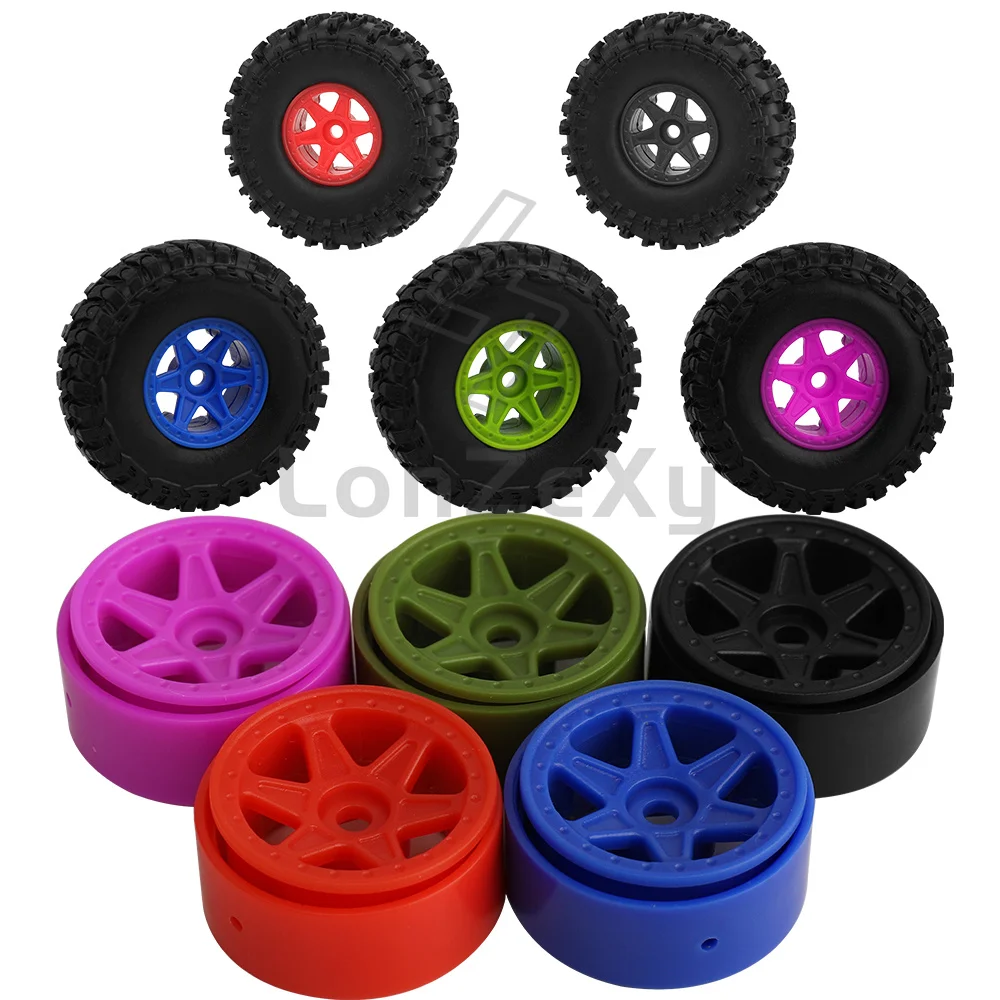 4 Stück Style-L Beadlock-Felgen, je 22g, für 1/24 1/28 RC Crawler, optionale A/B Gummireifen als Zubehör für Offroad-Upgrade.