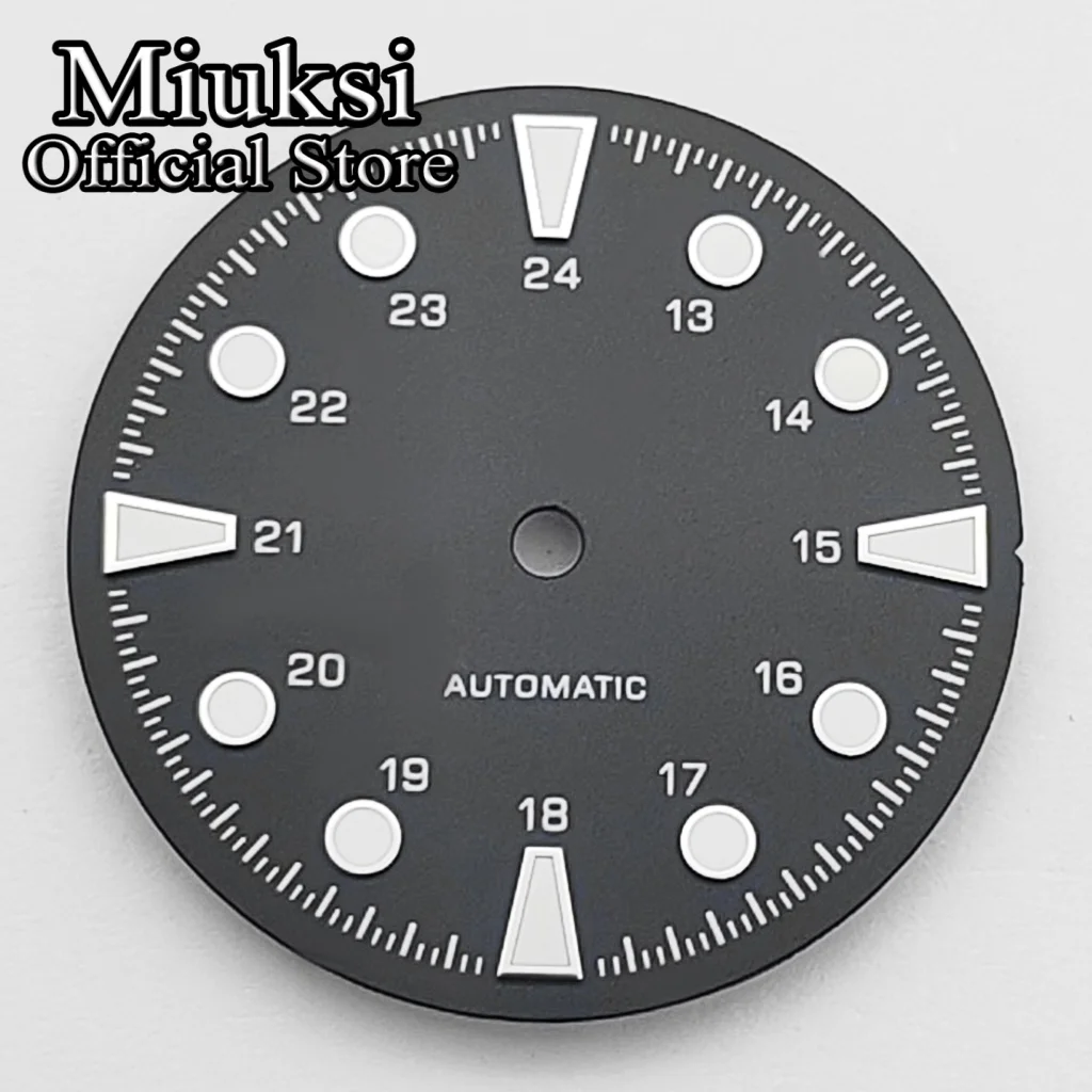 Miuksi 28,5mm Uhrenzifferblatt, leuchtend, passend für Uhrwerke VH31 NH35 ETA2824 2836 Mingzhu DG2813 3804 Miyota 8205 8215 821A – Detail 3