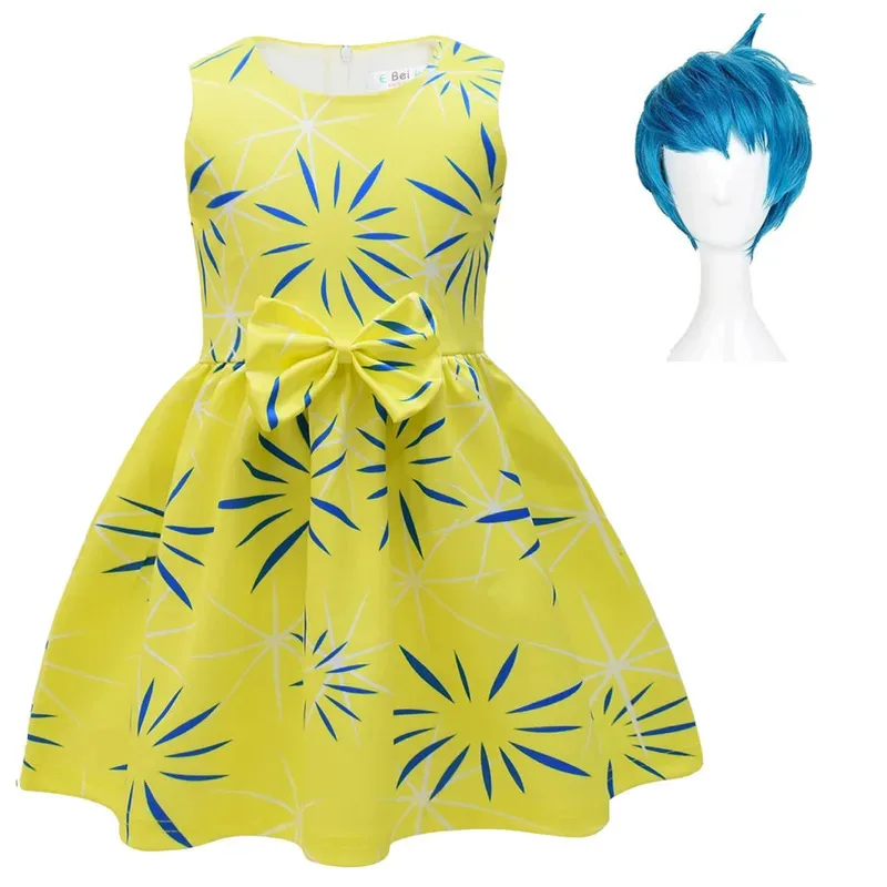 Zz04zz12Baby 소녀 인사이드 아웃 코스프레 의상 어린이 즐거움 혐오 드레스 할로윈 크리스마스 의류 매력 공주 카니발 의상