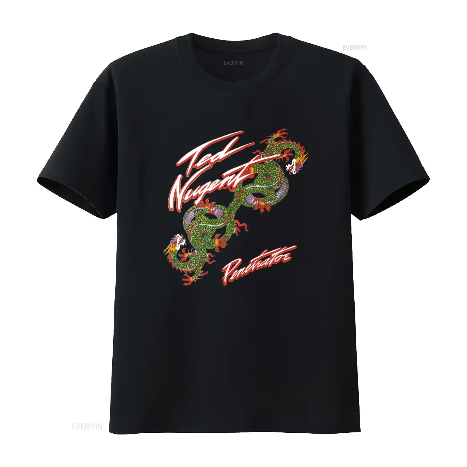 Vintage 1984 Ted Nugent Dragon Print T Shirt Large Retro Rock Band Design vintage Washed designer clothes Versatile streetwear