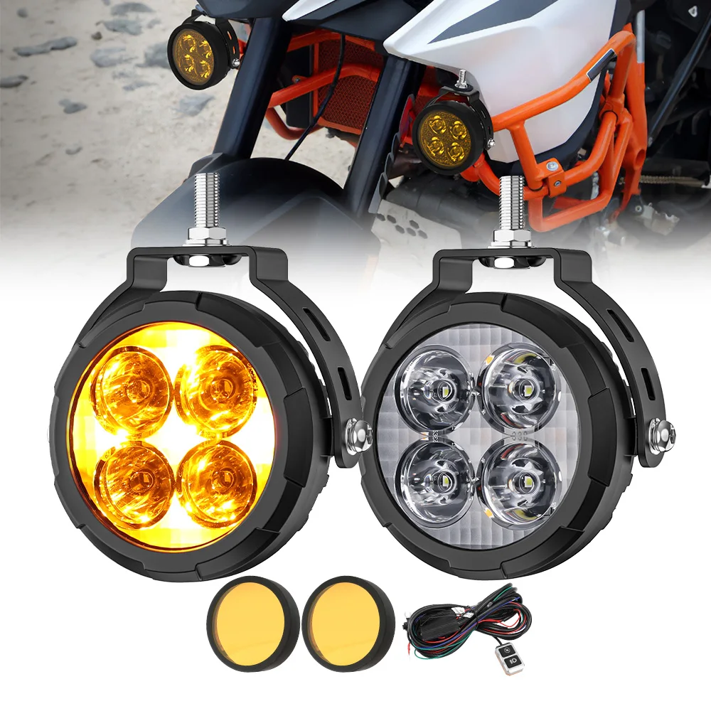 Waterproof 3 Inch Round Led Fog Light 3000k 3.5inch Amber Drl 4 Lens Small Led Driving Lights for Motorcycle R1250 GS Rebel 1100