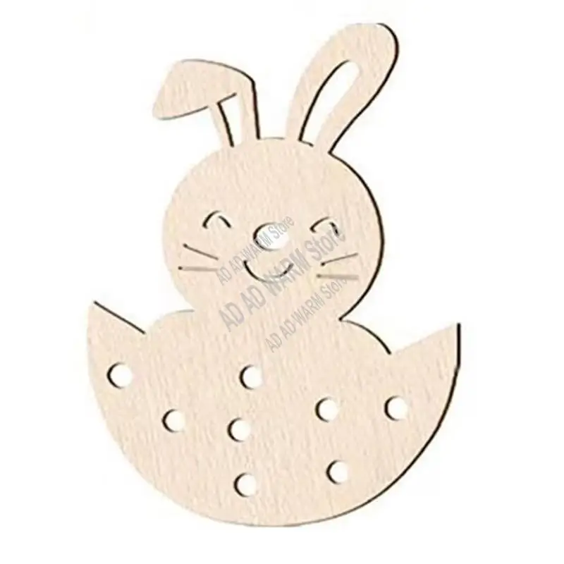 AD23-70PCS Unfinished Blank Wood Cutout Wooden Easter Bunny  Shaped Wooden Easter DIY Wooden Craft For Easter Spring Durab